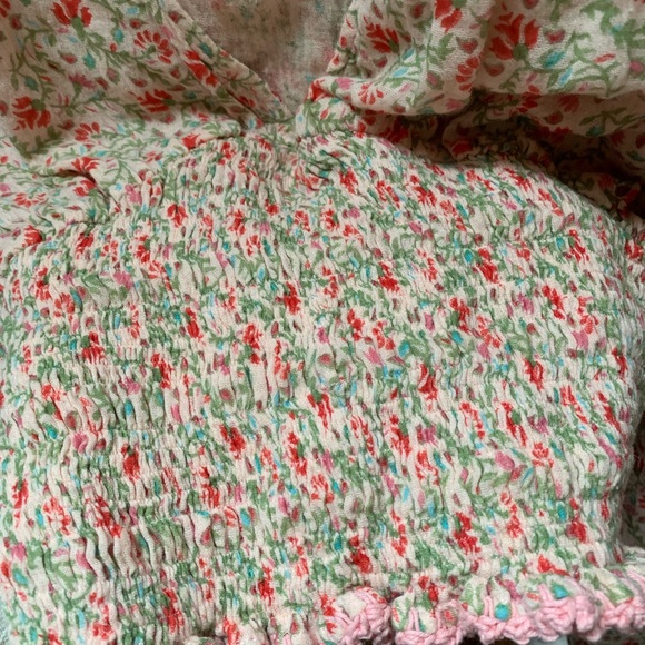 Free People *RARE* SHE MADE ME Peasant Floral Blouse Crop Top - Picture 4 of 12